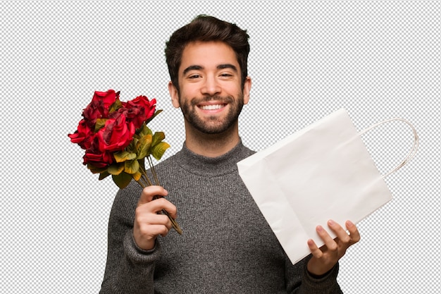 Joven celebrando el día de San Valentín