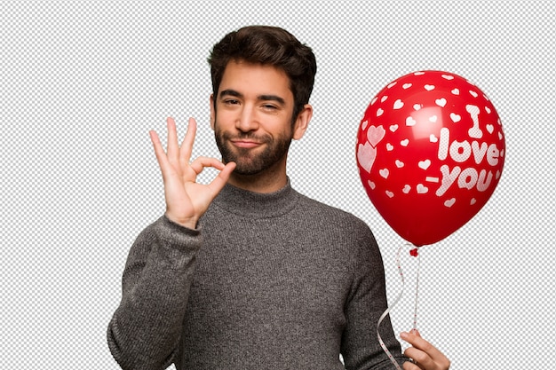 Joven celebrando el día de san valentín