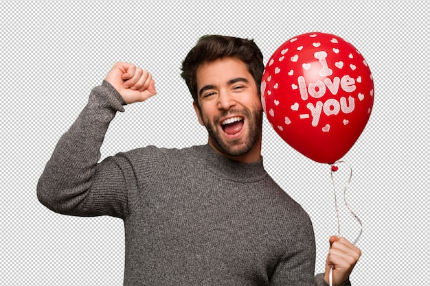 Joven celebrando el día de San Valentín