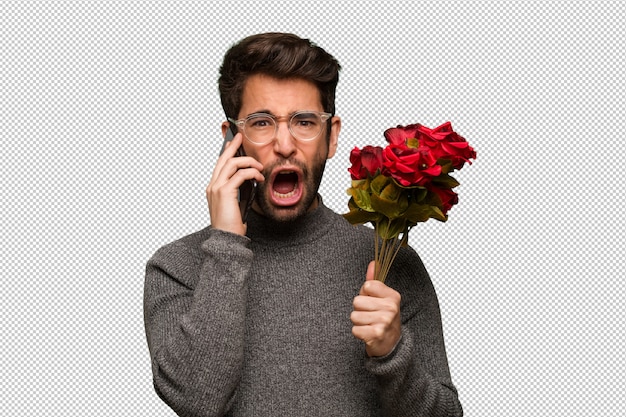 Joven celebrando el día de san valentín