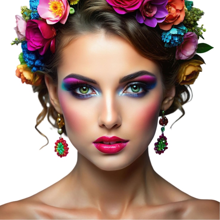 PSD joven en concepto de belleza con buen maquillaje