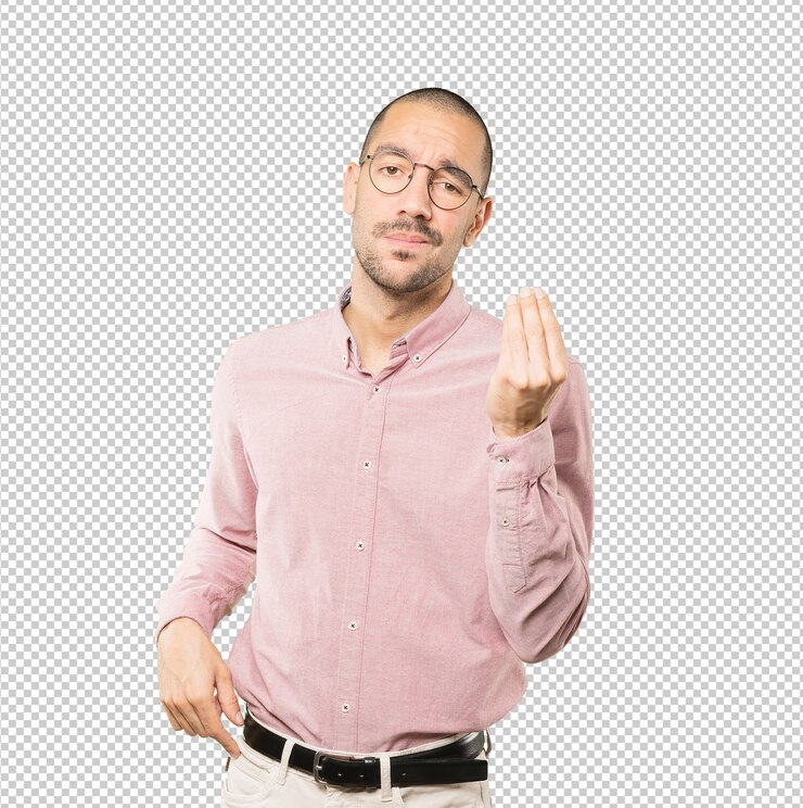 PSD joven confundido haciendo un gesto italiano de no entender