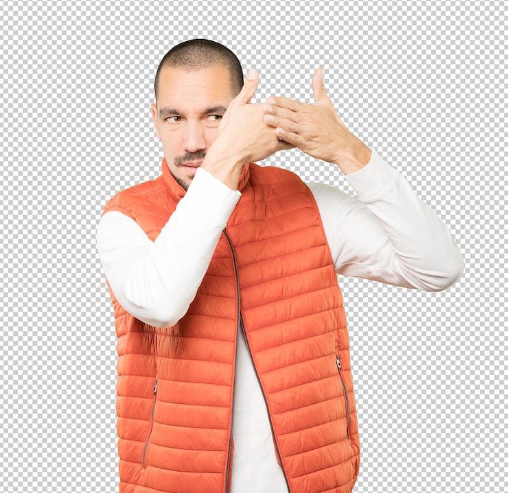 PSD joven cubriéndose los ojos con las manos