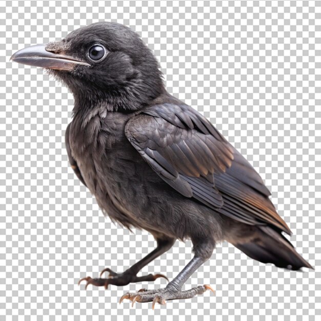 joven cuervo carroña corvus corone en un blanco aislado