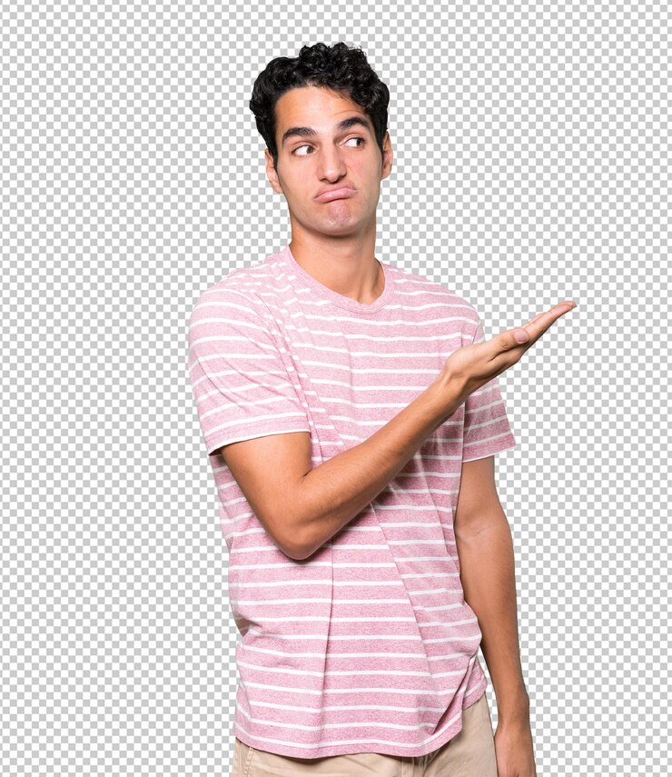 PSD joven desconcertado haciendo un gesto de no entender