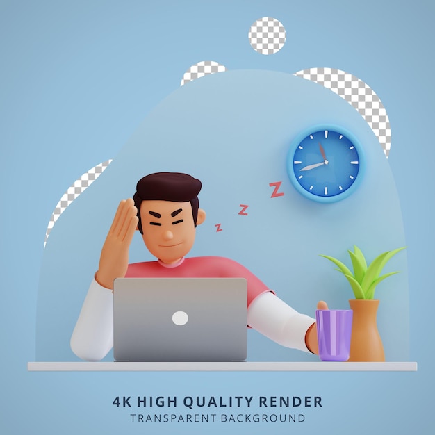 Joven durmiendo ilustración de personajes en 3D