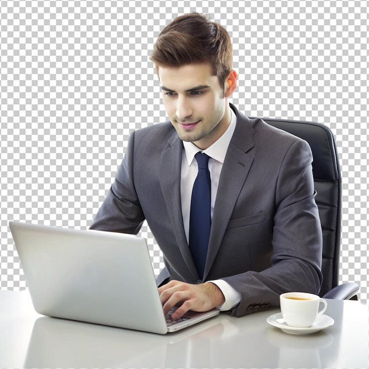PSD un joven empresario gerente de negocios que trabaja en png