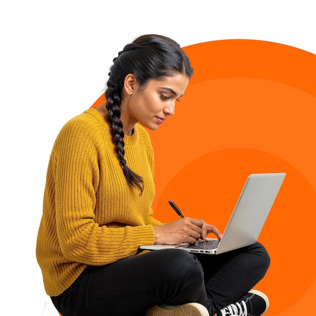 un joven estudiante universitario indio con una computadora portátil o un libro en un fondo aislado png