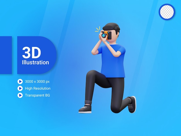 El joven fotógrafo 3d está tomando fotos de algo ilustrativo