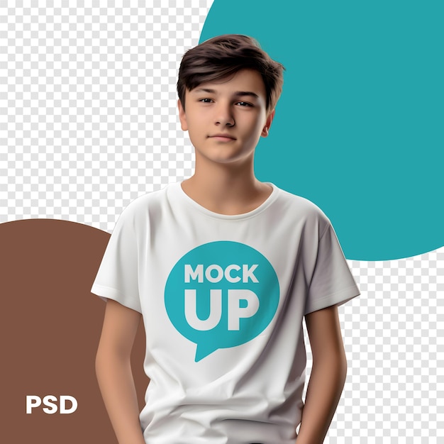 PSD un joven guapo con una camiseta blanca.