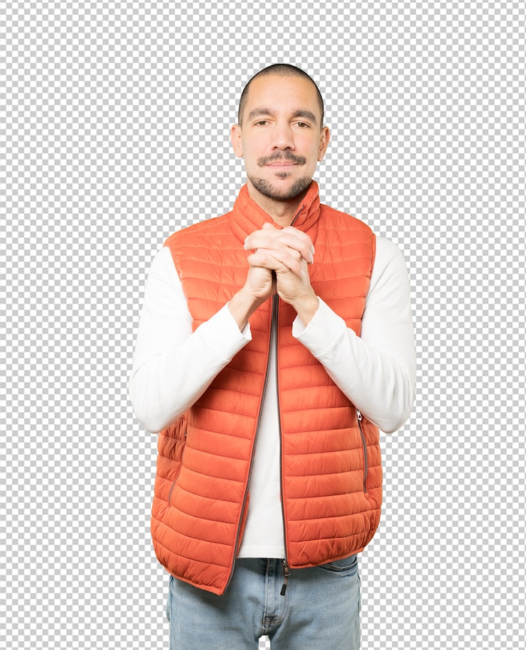 PSD joven haciendo un gesto de trabajo en equipo con las manos