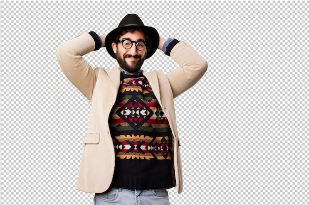 PSD joven hipster haciendo gestos