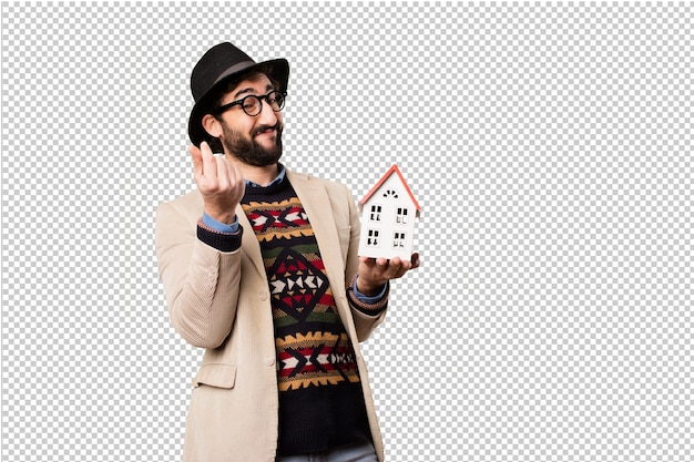 PSD joven hipster haciendo gestos