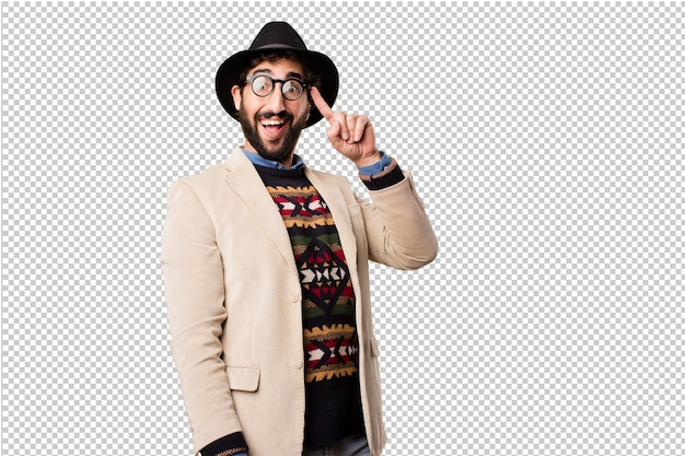 PSD joven hipster haciendo gestos