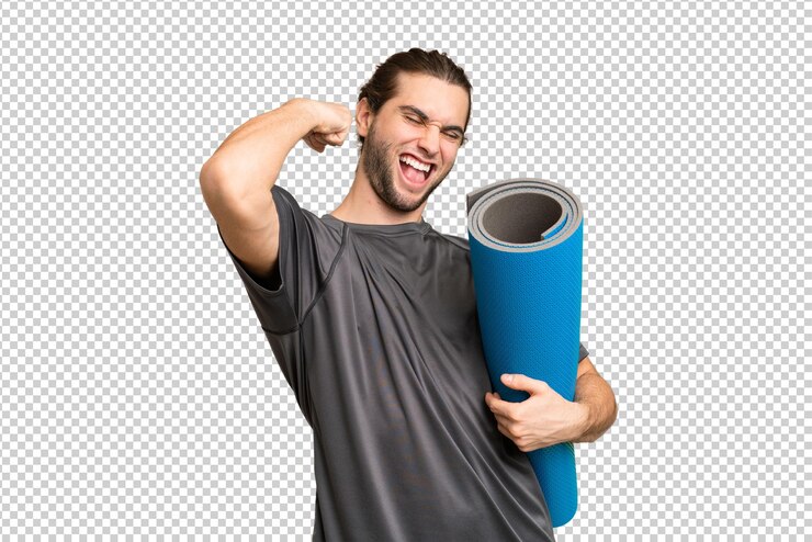 PSD joven hombre guapo sobre un fondo cromado aislado