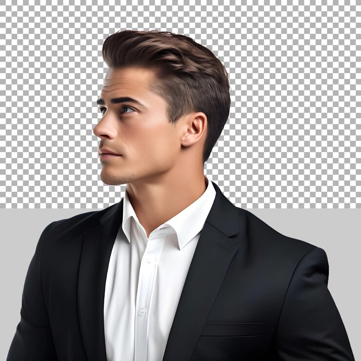 PSD joven hombre de negocios de pie sobre un fondo transparente generado por ai