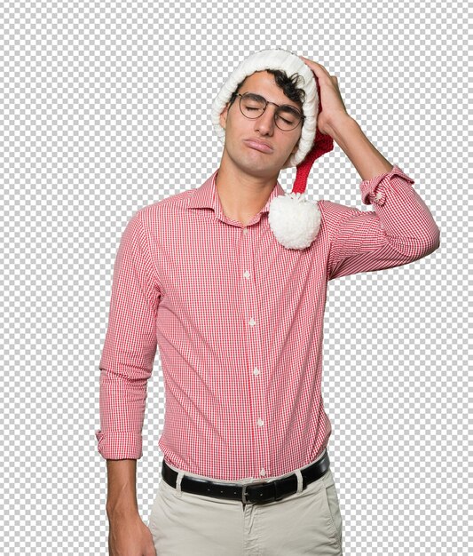 Joven inteligente en Navidad