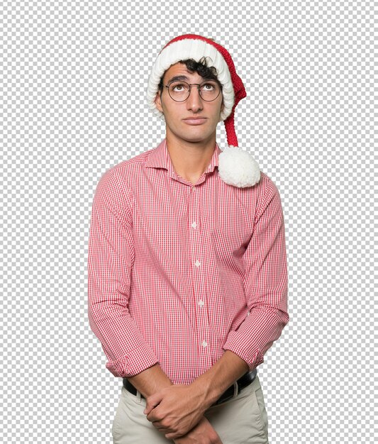 Joven inteligente en Navidad