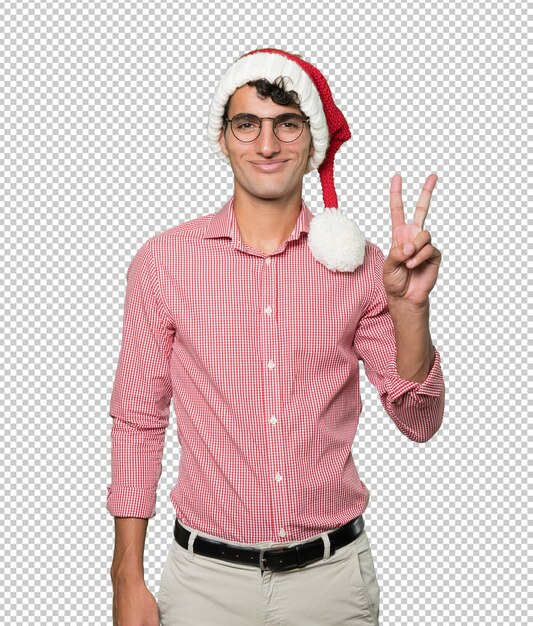 Joven inteligente en Navidad