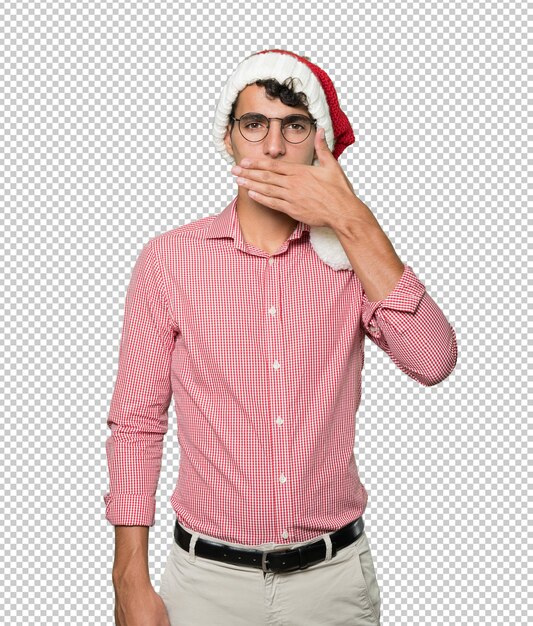 Joven inteligente en navidad