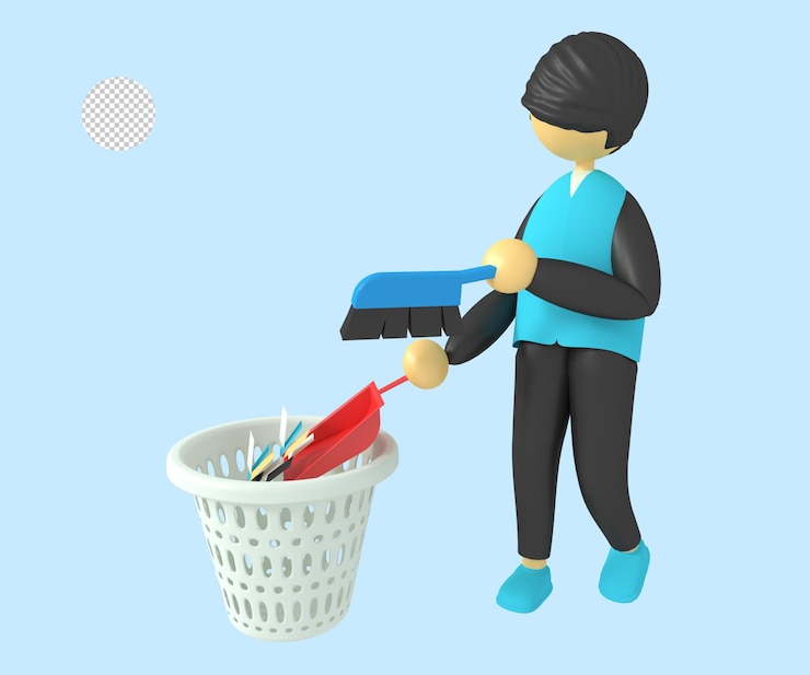 PSD joven limpiando la basura