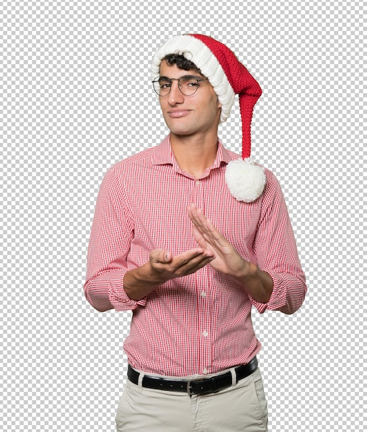 Joven listo en la Navidad