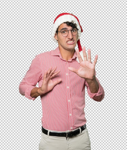 Joven listo en la Navidad