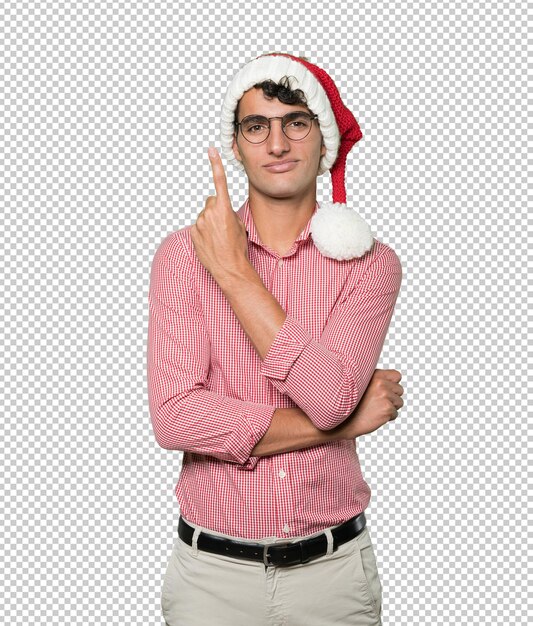 Joven listo en la Navidad