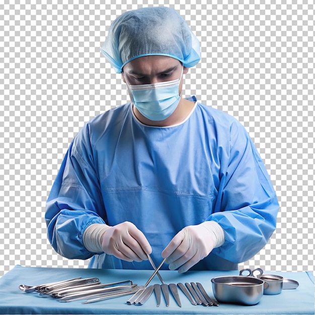 Joven médico en la operación de trasplante de garganta