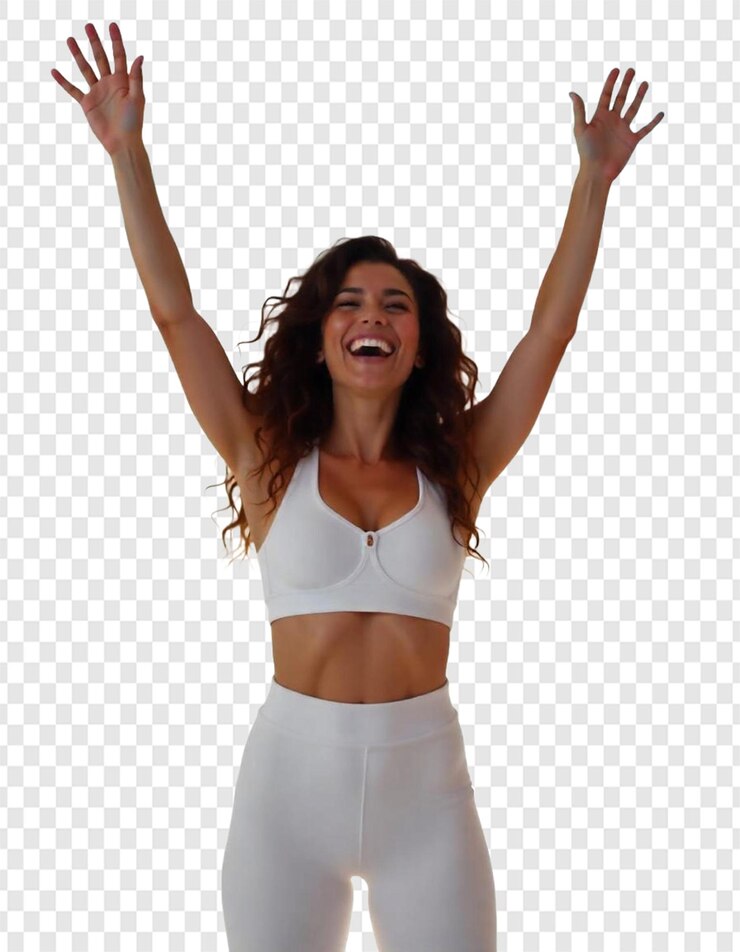 PSD joven modelo de moda posando aislado en un fondo transparente