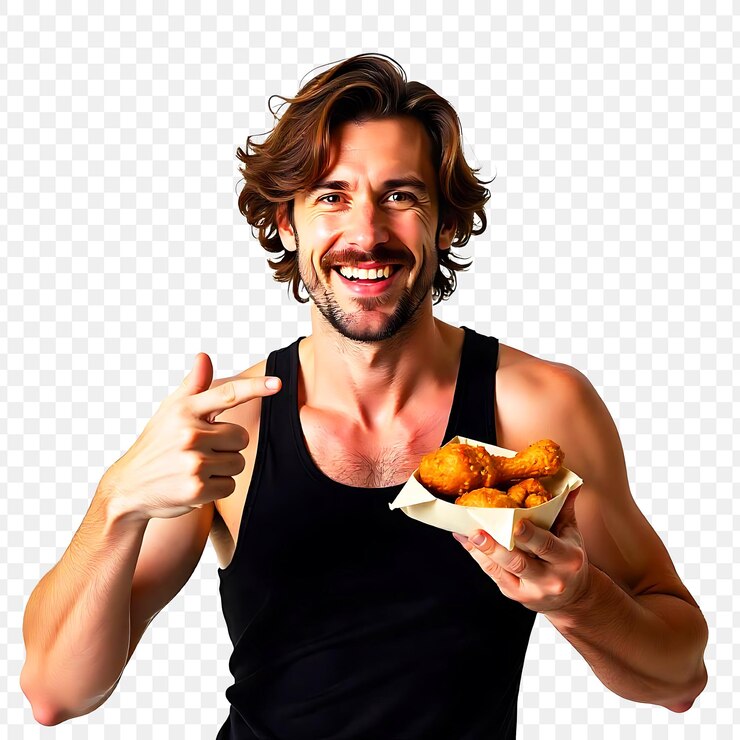 PSD joven con un paquete de patas de pollo