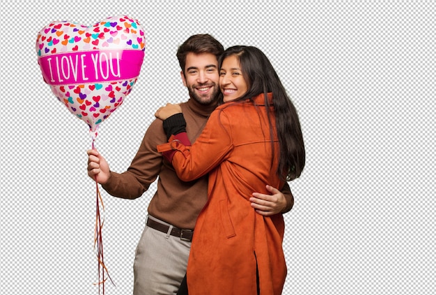 PSD joven pareja fresca celebrando el día de san valentín