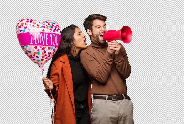 Joven pareja fresca celebrando el día de san valentín