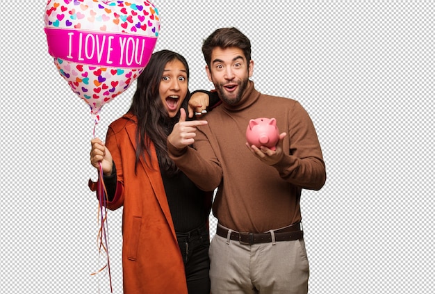 PSD joven pareja fresca celebrando el día de san valentín