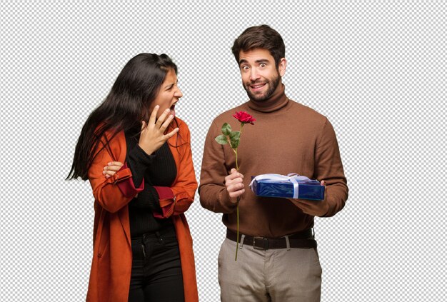 PSD joven pareja fresca celebrando el día de san valentín