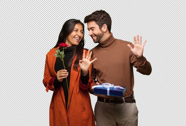 PSD joven pareja fresca celebrando el día de san valentín