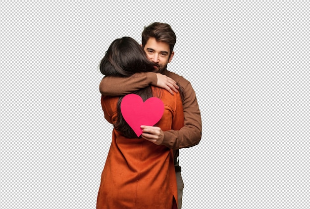 Joven pareja fresca celebrando el día de San Valentín