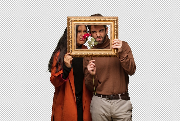 Joven pareja fresca celebrando el día de San Valentín