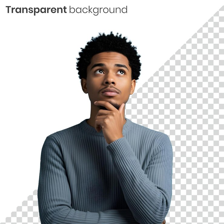 Joven pensativo PNG transparente para el PSD