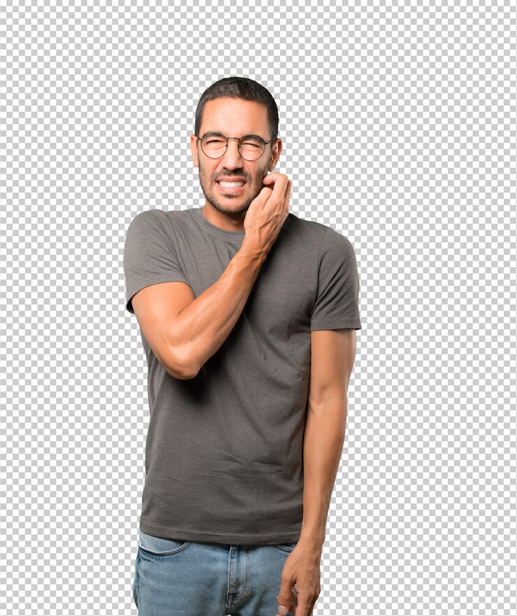 PSD joven preocupado haciendo un gesto de rascarse