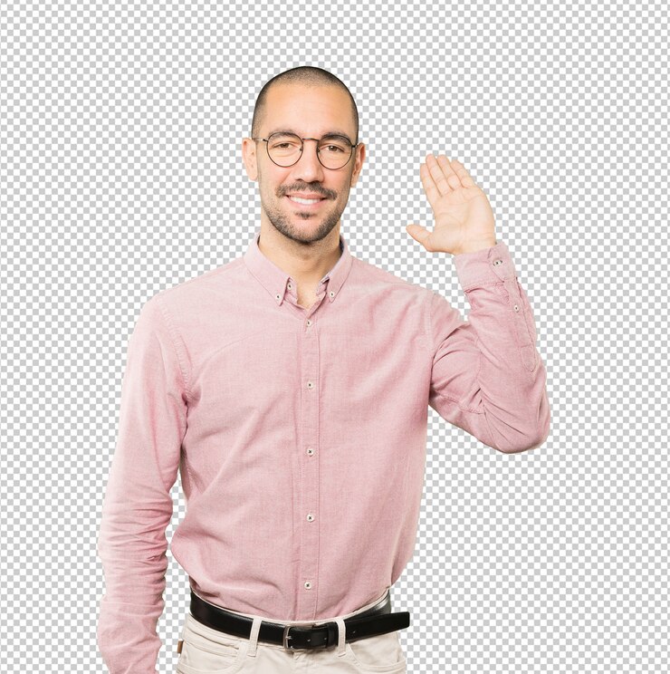 PSD joven saludando con la mano