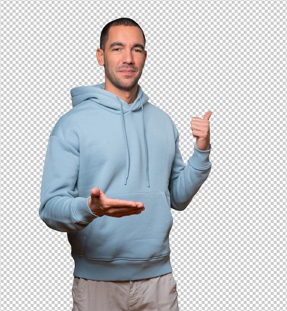 Joven saludando con la mano