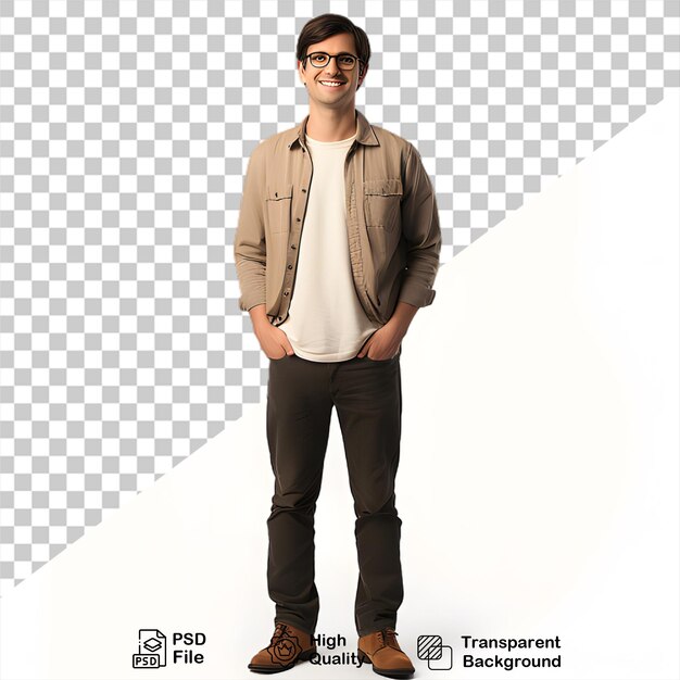 PSD joven sonriendo en un fondo transparente incluye archivo png