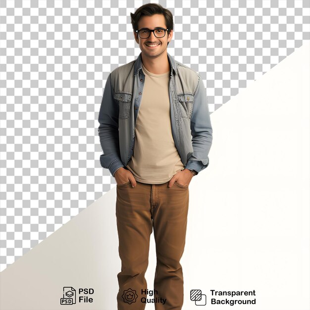 PSD joven sonriendo en un fondo transparente incluye archivo png