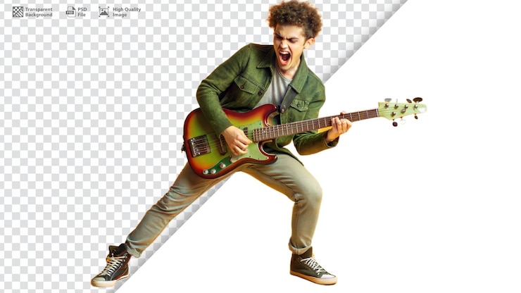 PSD un joven tocando la guitarra eléctrica