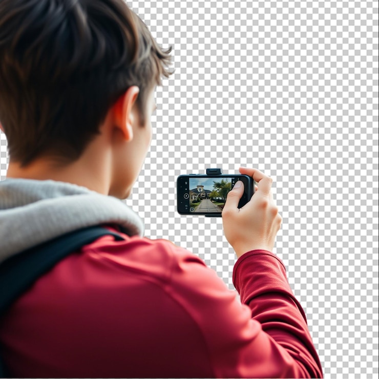PSD un joven tomando una foto de su frente aislado sobre un fondo blanco