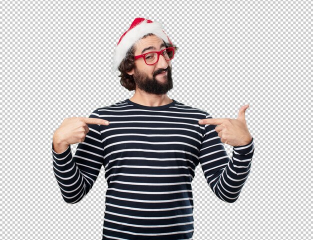 Joven vacaciones de navidad. expresando emociones y conceptos