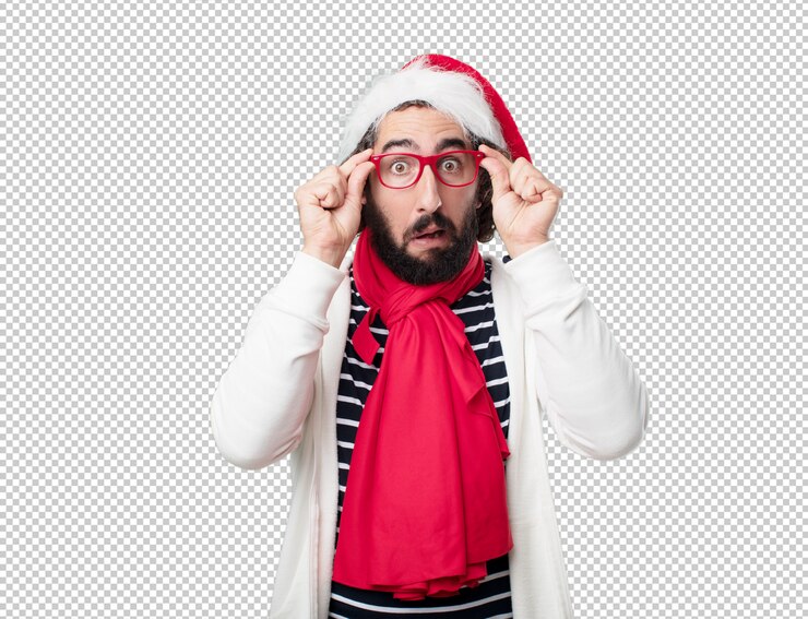 PSD joven vacaciones de navidad. expresando emociones y conceptos