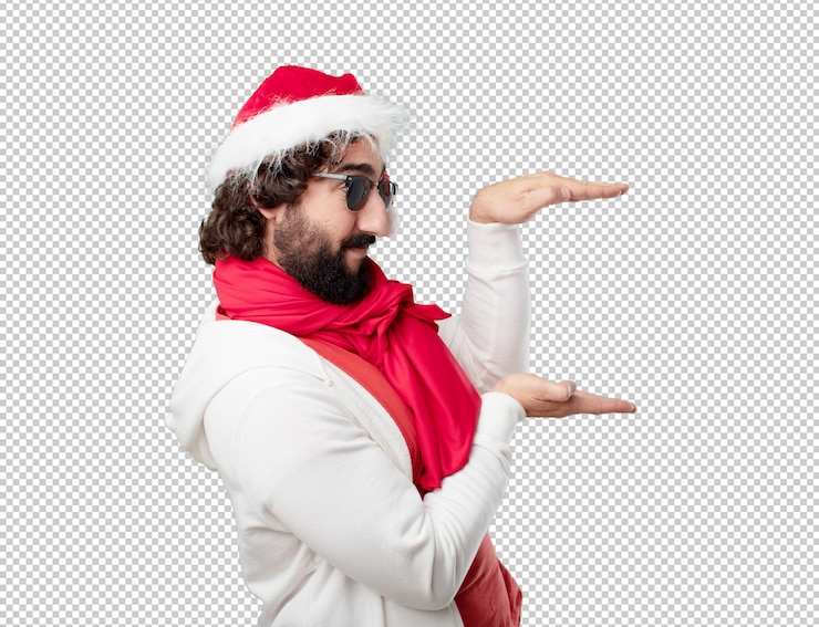 PSD joven vacaciones de navidad. expresando emociones y conceptos