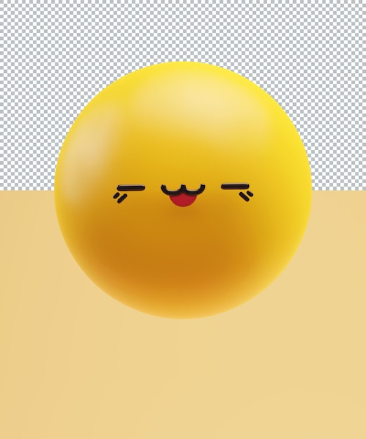 PSD joy emoticon mit einem lustigen kawaii kitty-gesicht mit strichaugen